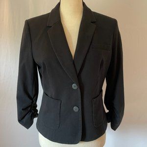 Kenneth Cole New York Black Ruched 3/4 Sleeve Short Blazer Jacket – Size 12P